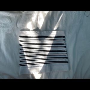 Black&White Striped Ribbed Tube Top
